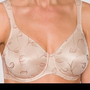 NWT Felina Emotions Smooth Full Cup Bra - Satin Embroidered Beige Underwire Bra